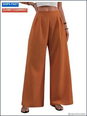 Elegant Palazzo Pants High Waisted Wide Leg Trousers Pleated Front Formal